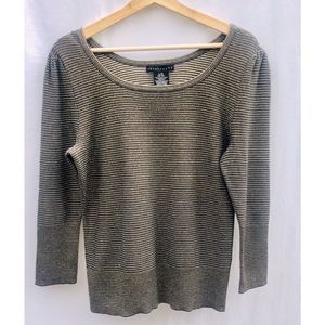 Apostrophe Striped Scoop Neck Long Sleeve Top